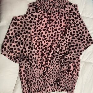 Ann Taylor Pink animal print blouse Large